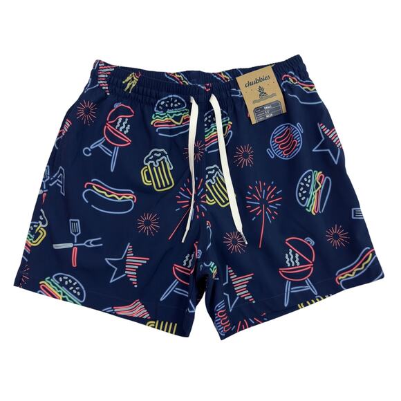 Chubbies Patriotic Lights Swim Trunks Men’s Small 5.5” USA Neon NWT - Picture 1 of 10